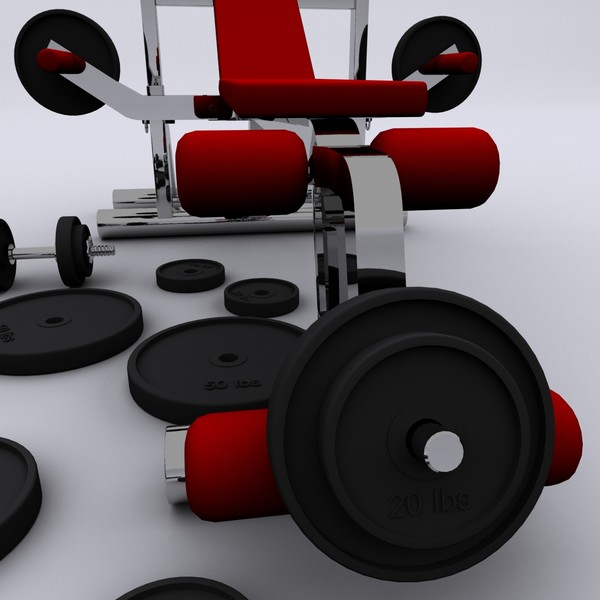 3d realistic exercise machine bench press - Workout Bench by Working Lens Productions
